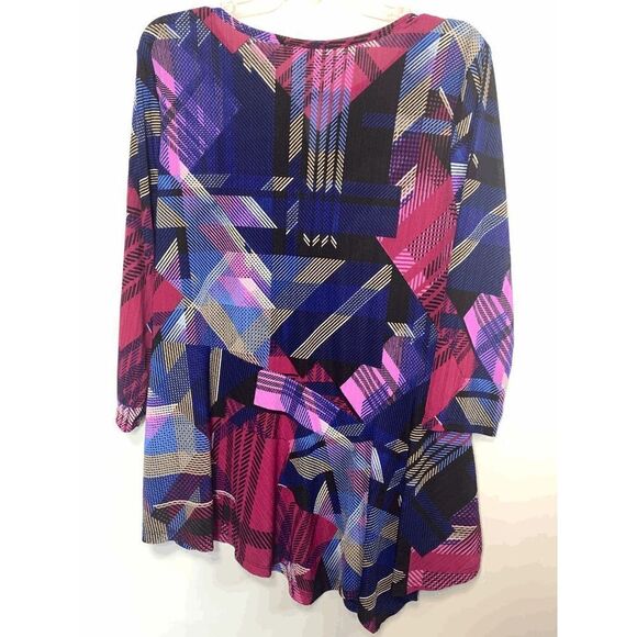 Dana Buchman Asymetrical Multi Pattern Tunic Size Large - Picture 2 of 6